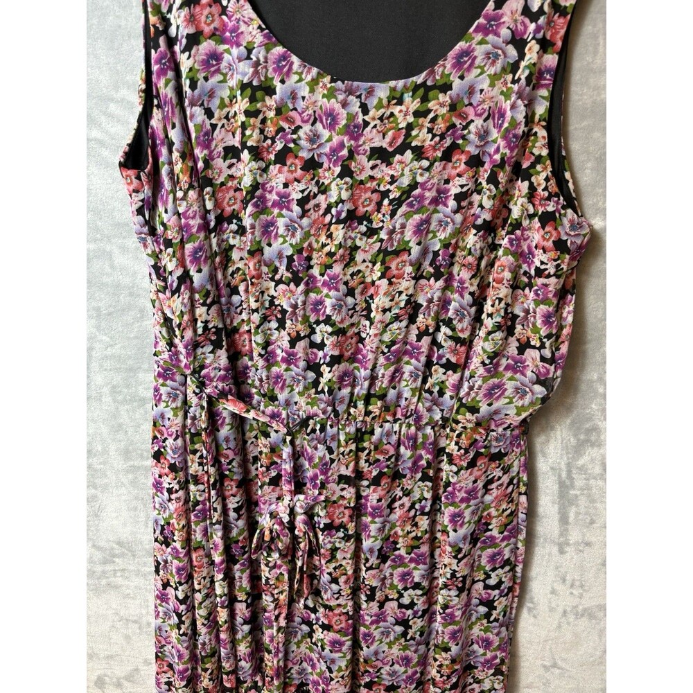 Lane Bryant Woman’s Dress Size 22 Floral Sleeveless Asymmetrical Ruffle Hem Tie - Picture 3 of 6